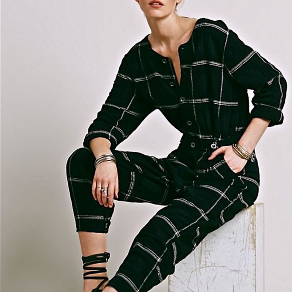 Free People plaid romper